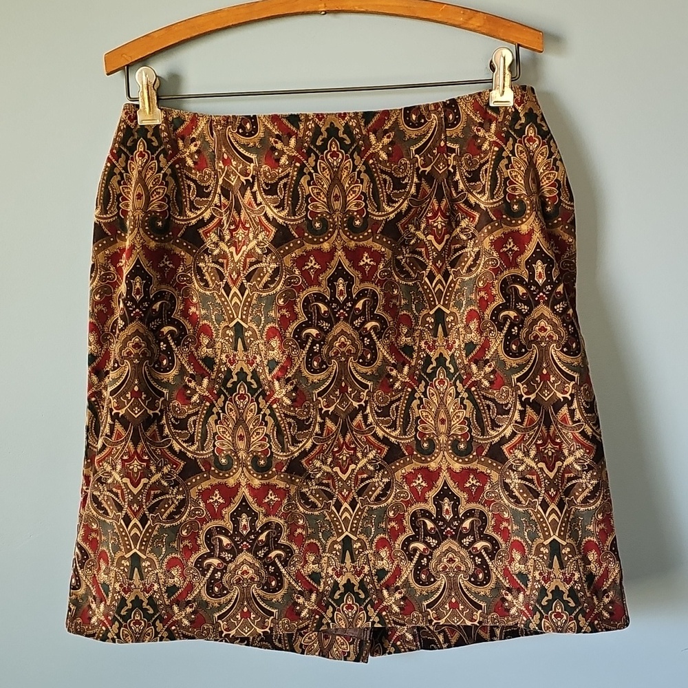 Vintage Talbots velvet Paisley Print Skirt size 14P